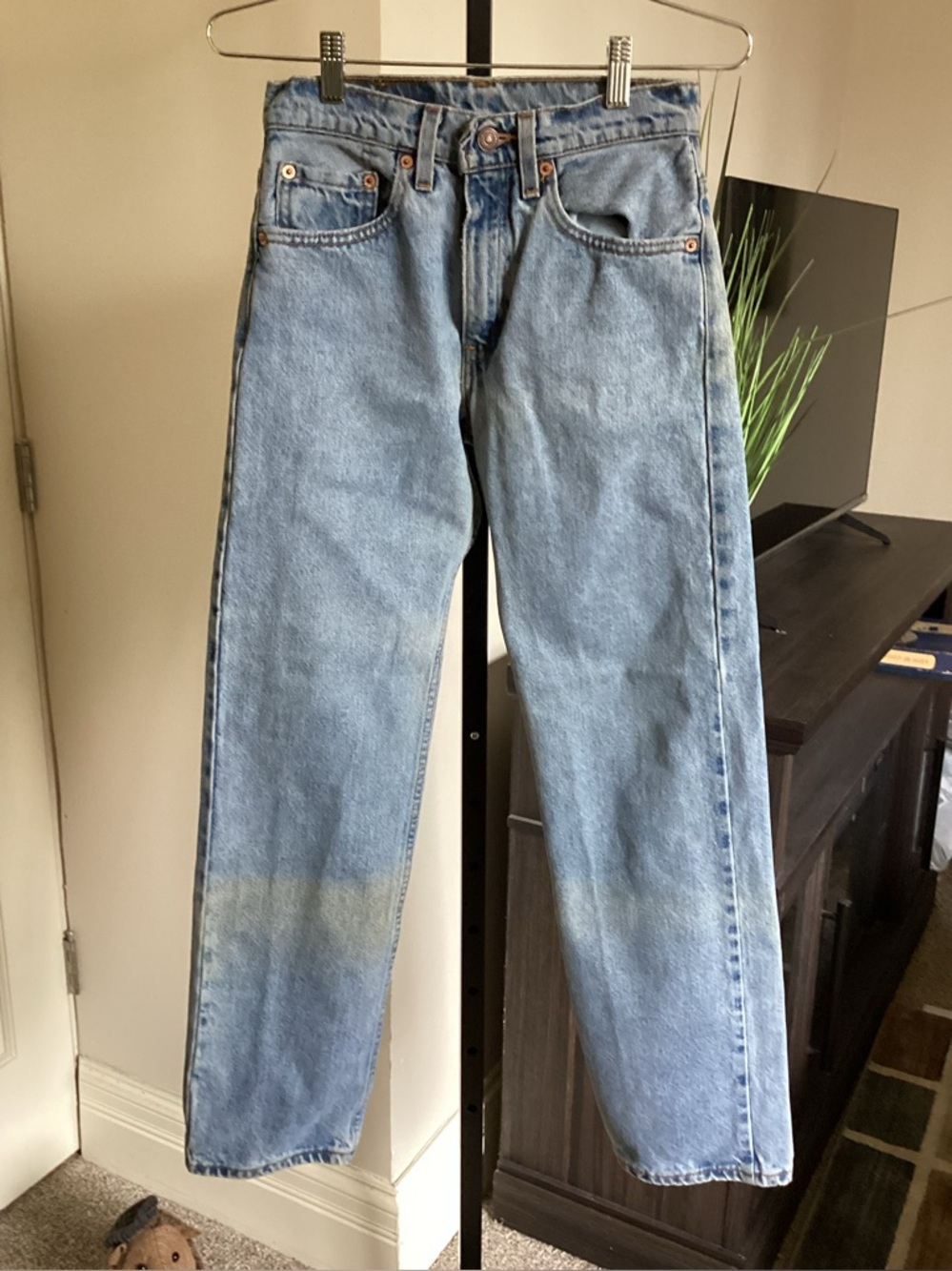 Vintage Levi 555  light blue denim jeans.
